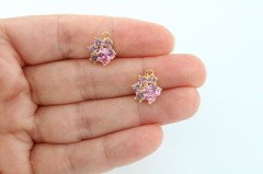 Altın Kap. Küçük Zirkon Pati Pembe