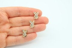 Altın Kap. Beyaz Zirkonlu Tavşan