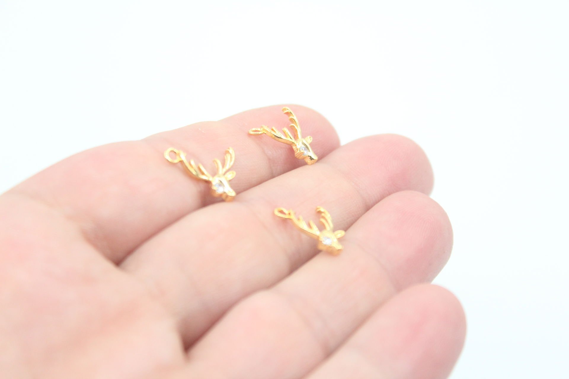 Altın Kaplama Zirkon Gözlü Geyik Kolye Ucu