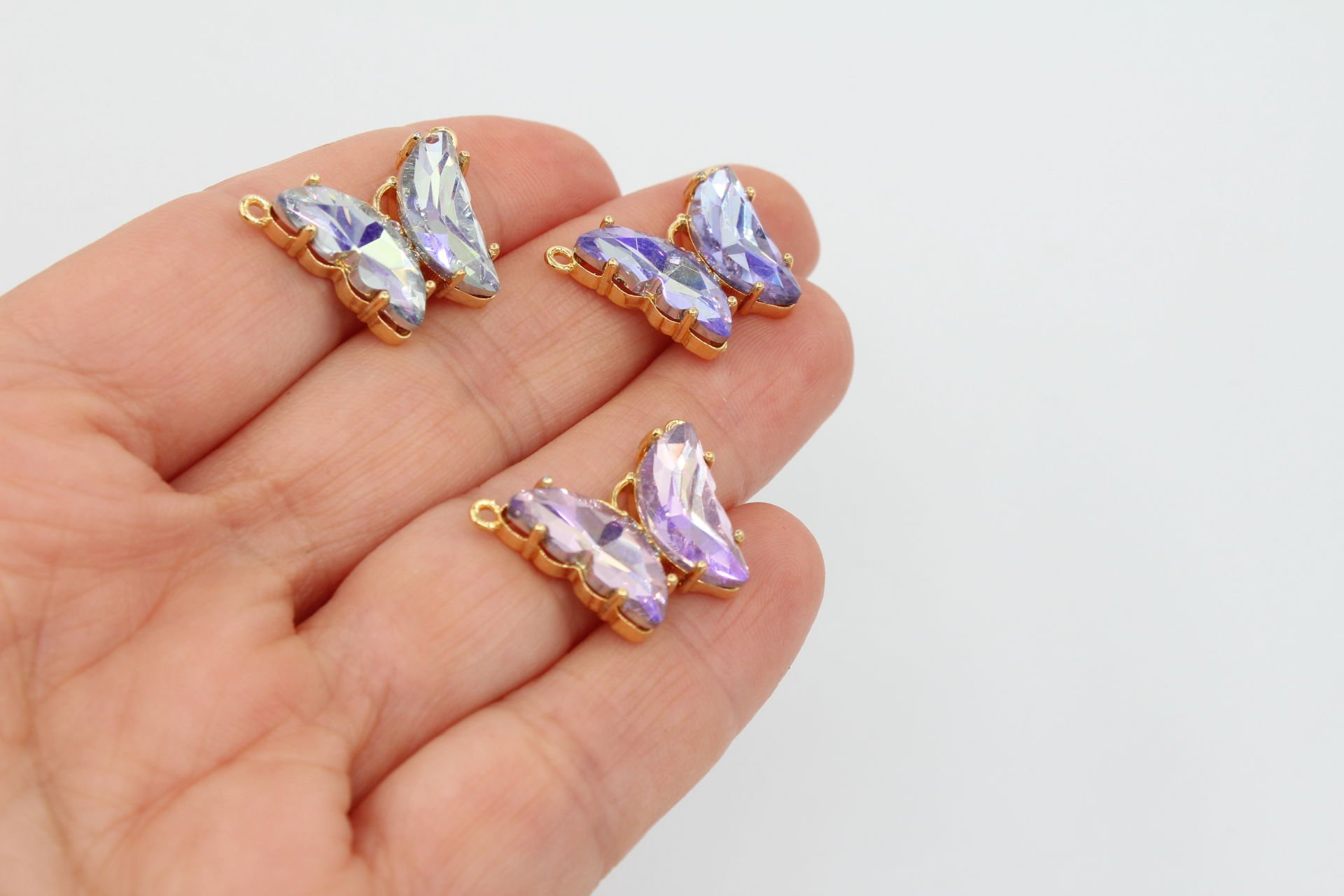 Altın Kaplama Janjanlı Cam Kelebek