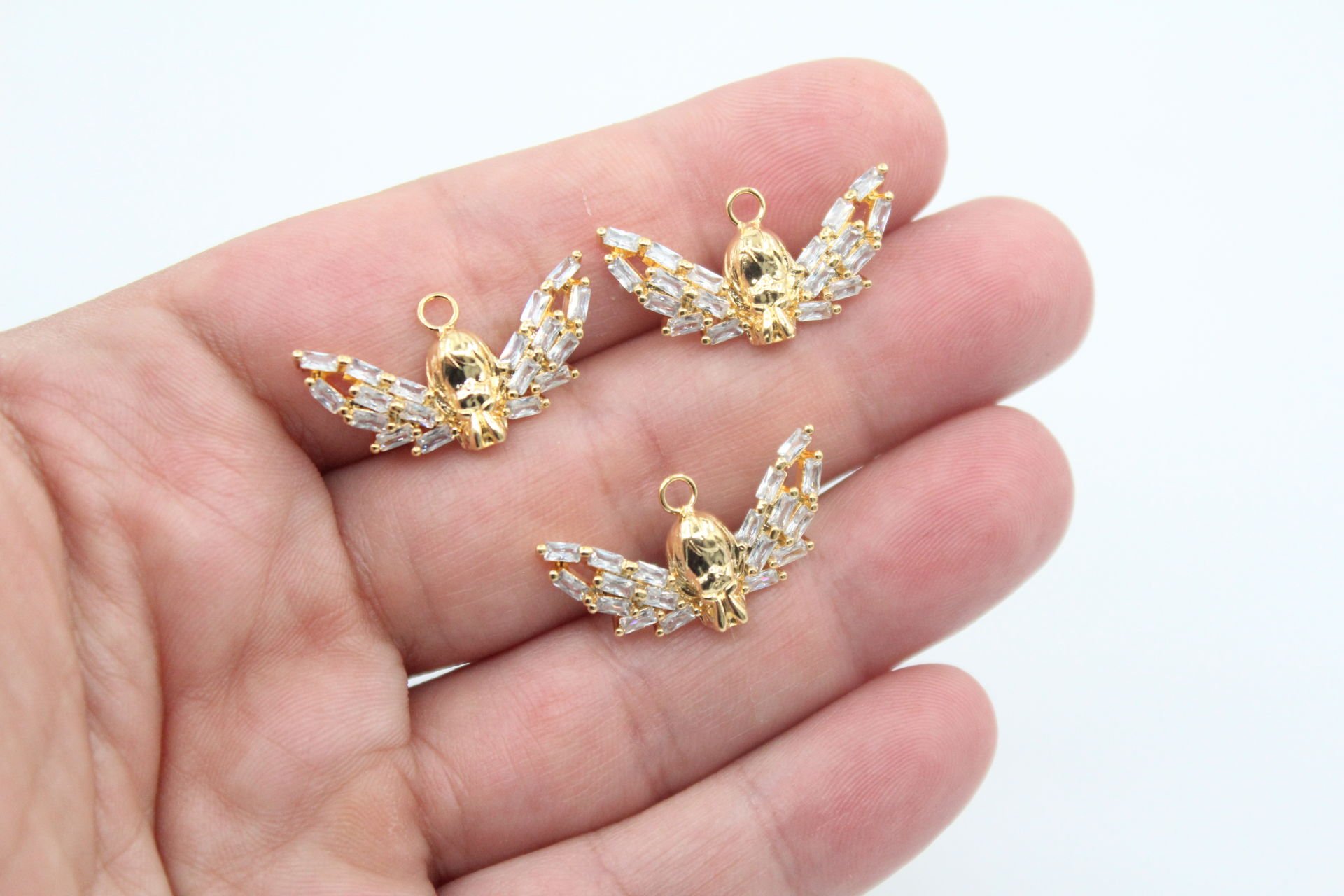 Altın Kaplama Baget Taşlı Melek Kolye Ucu