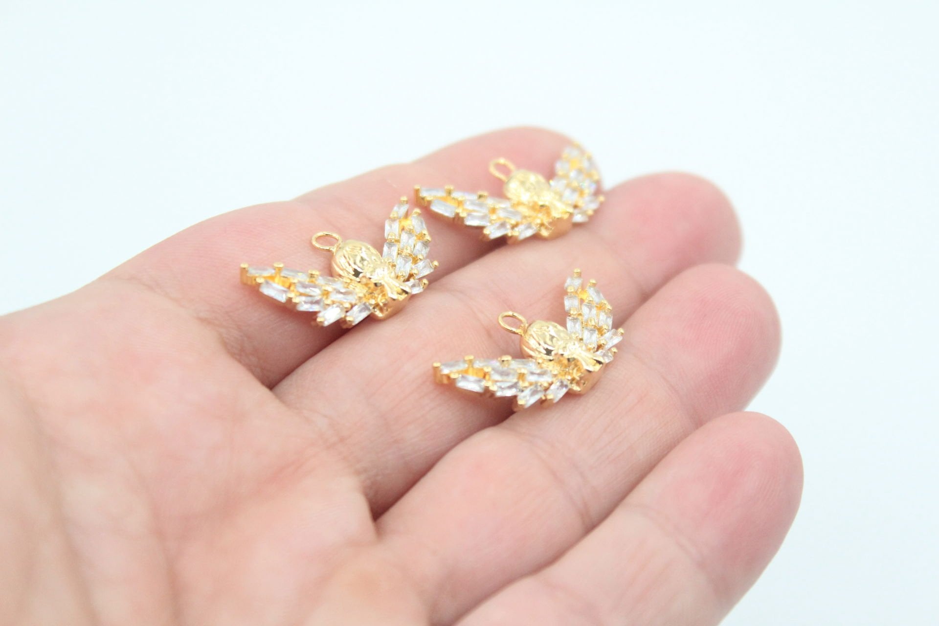 Altın Kaplama Baget Taşlı Melek Kolye Ucu