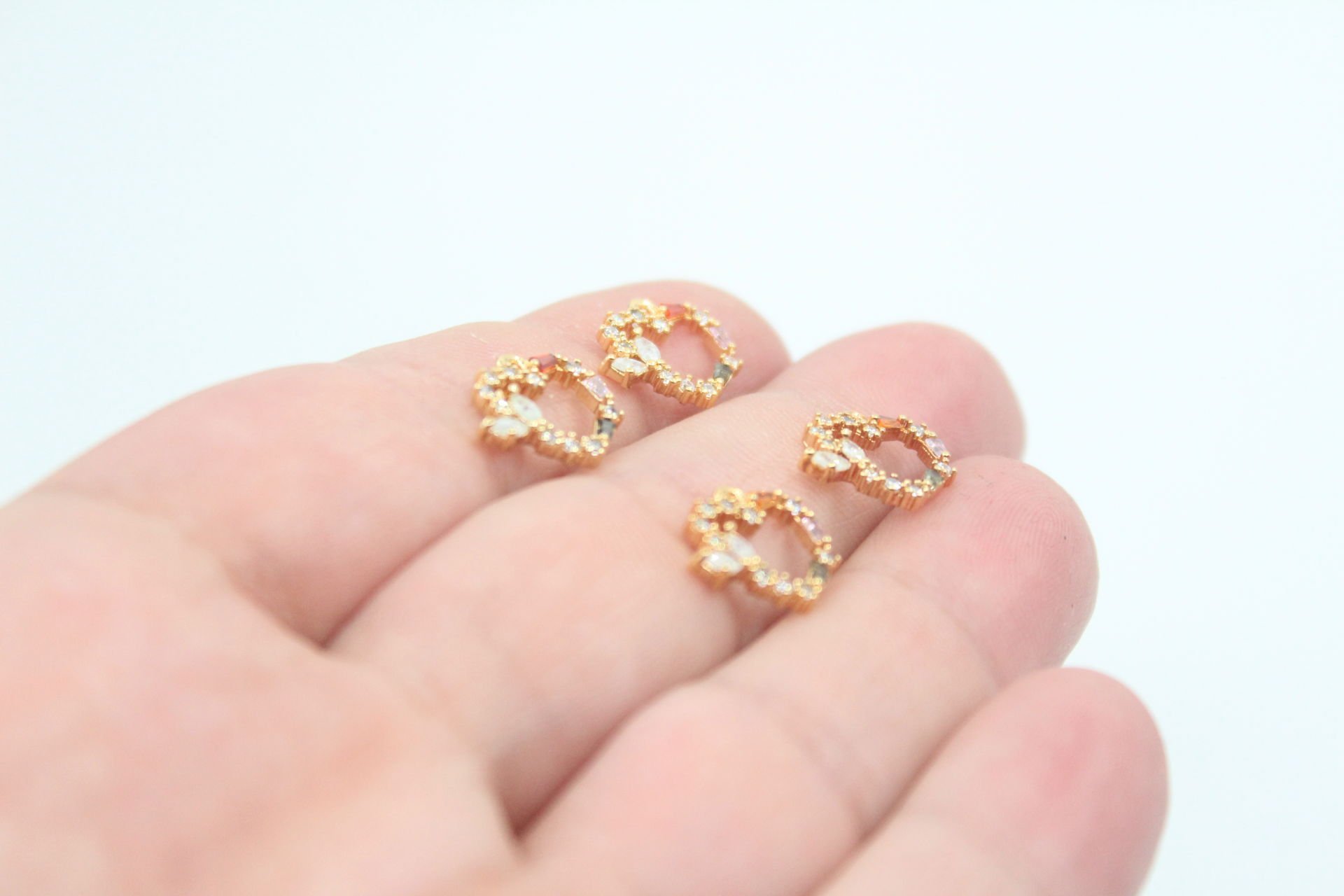 Altın  Kaplama Simli Taşlı Kalp Kolye Ucu