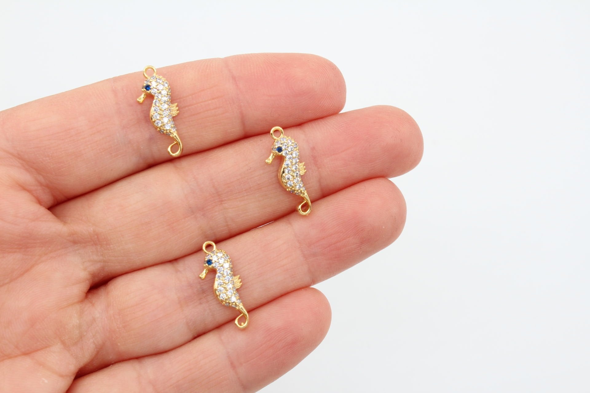 Altın Kaplama Zirkonlu Mini Deniz Atı