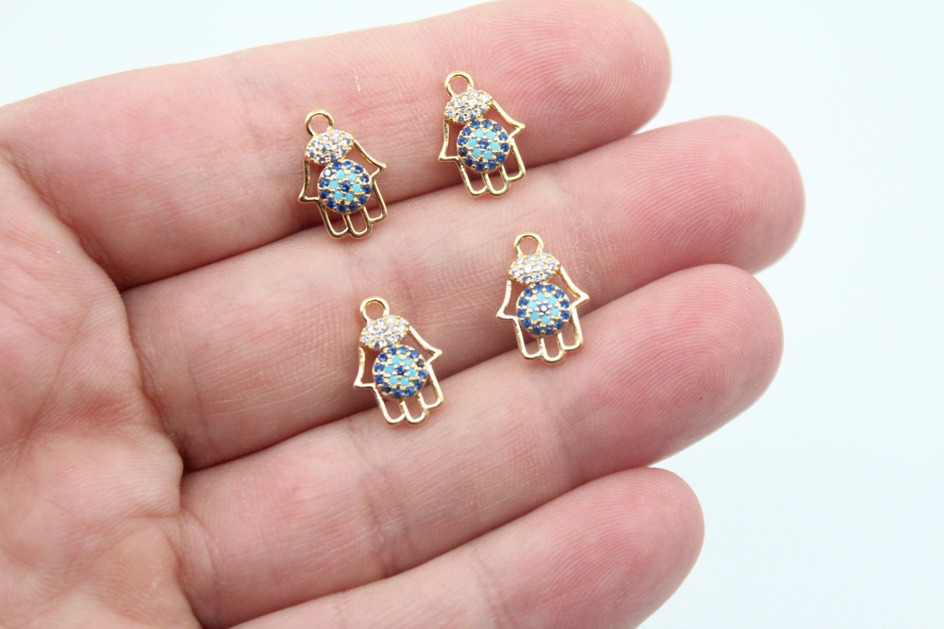 Altın Kaplama Nazar Zirkonlu Fatma Ana Eli