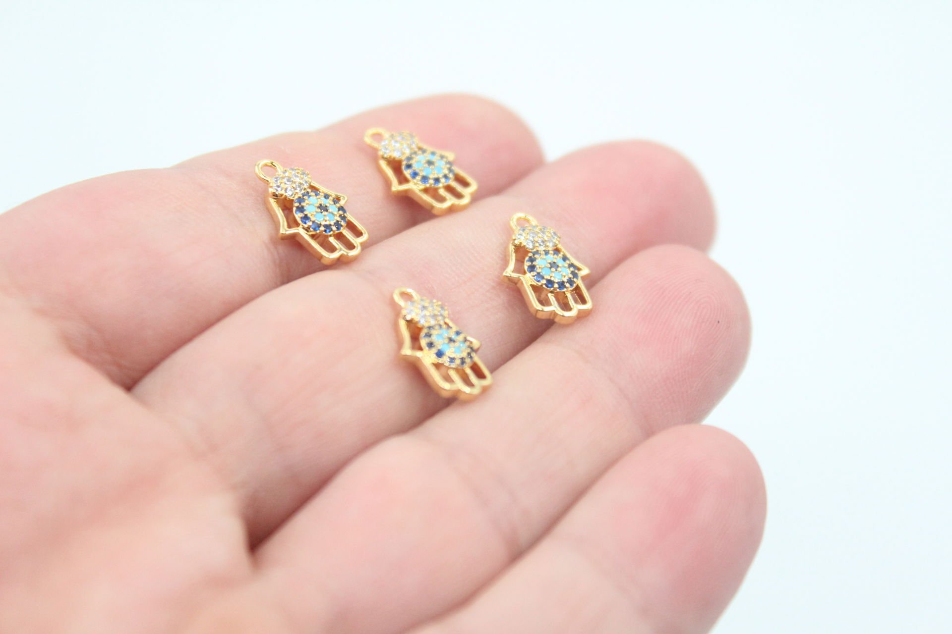 Altın Kaplama Nazar Zirkonlu Fatma Ana Eli