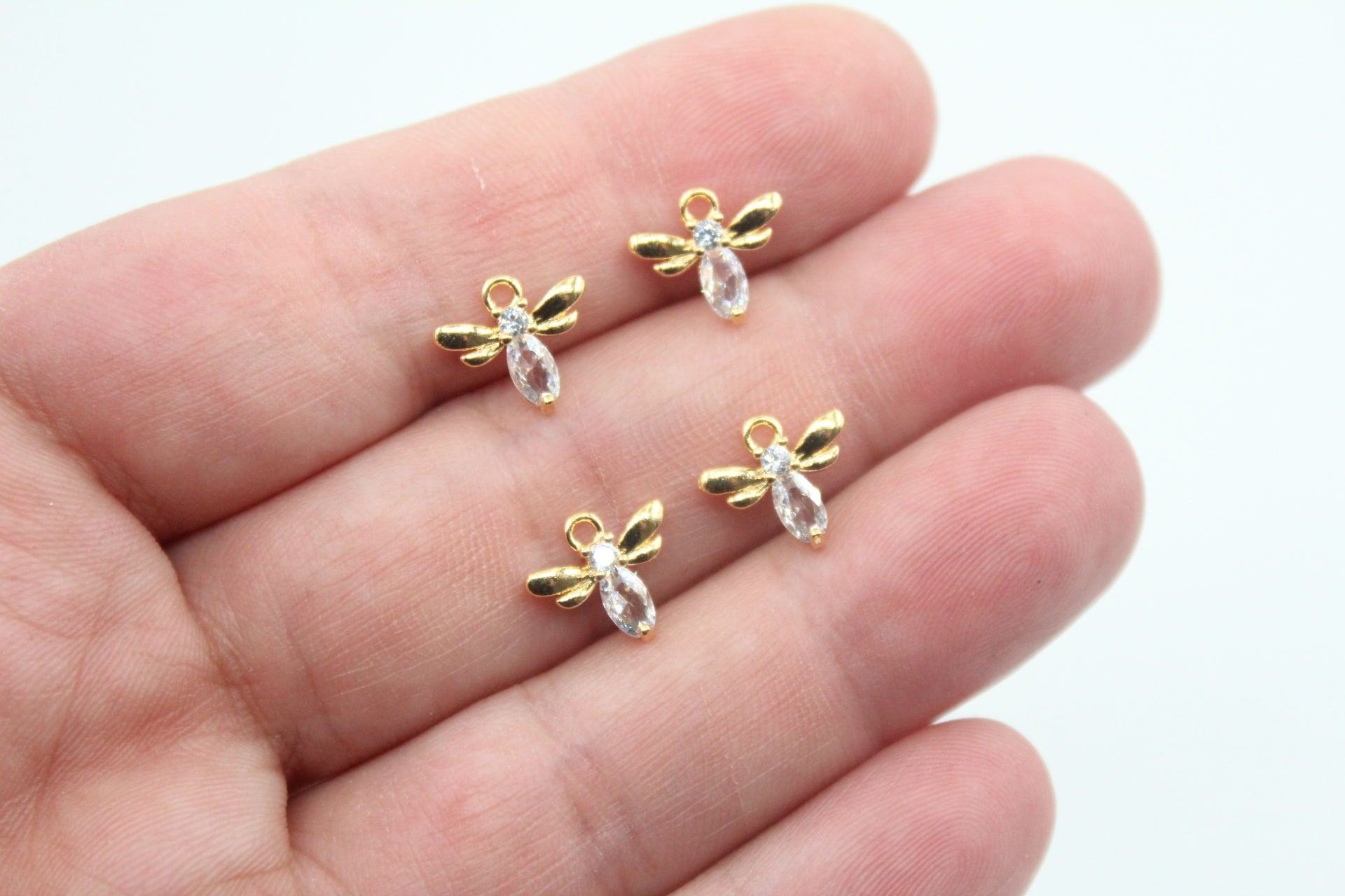 Altın Kaplama Zirkonlu Mini Yusufçuk Kolye Ucu