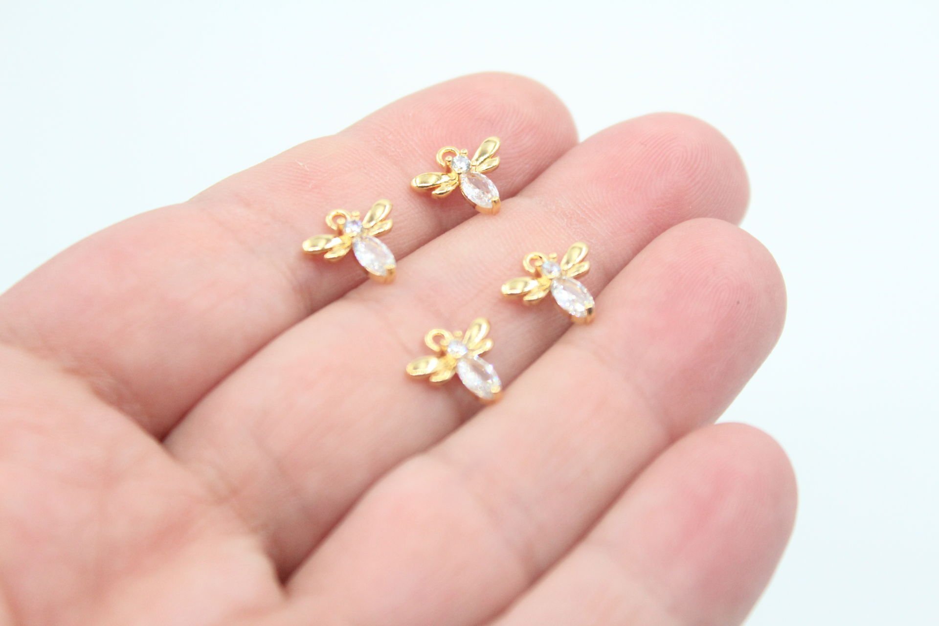 Altın Kaplama Zirkonlu Mini Yusufçuk Kolye Ucu