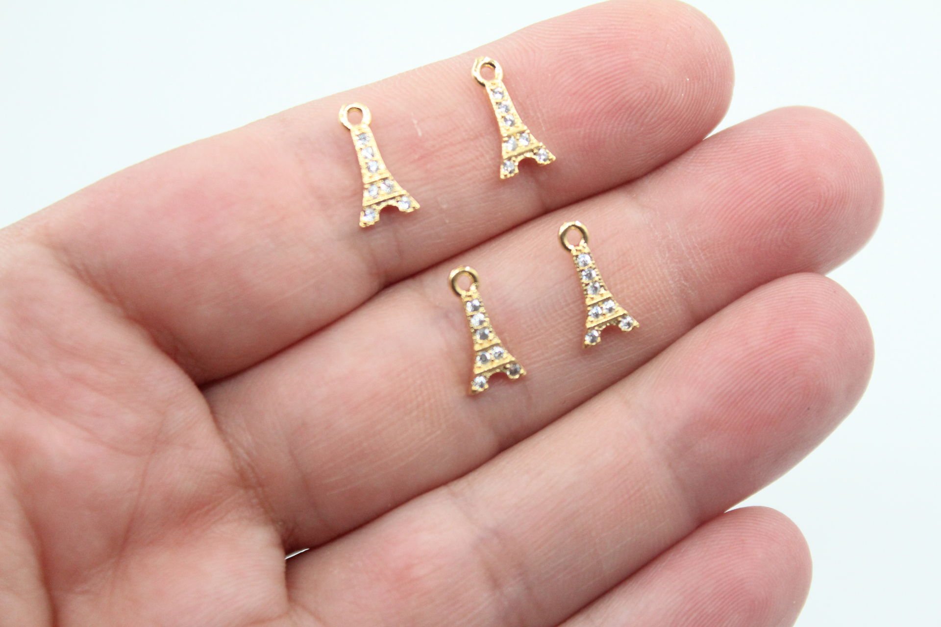 Altın Kaplama Zirkonlu Mini Eyfel Kulesi