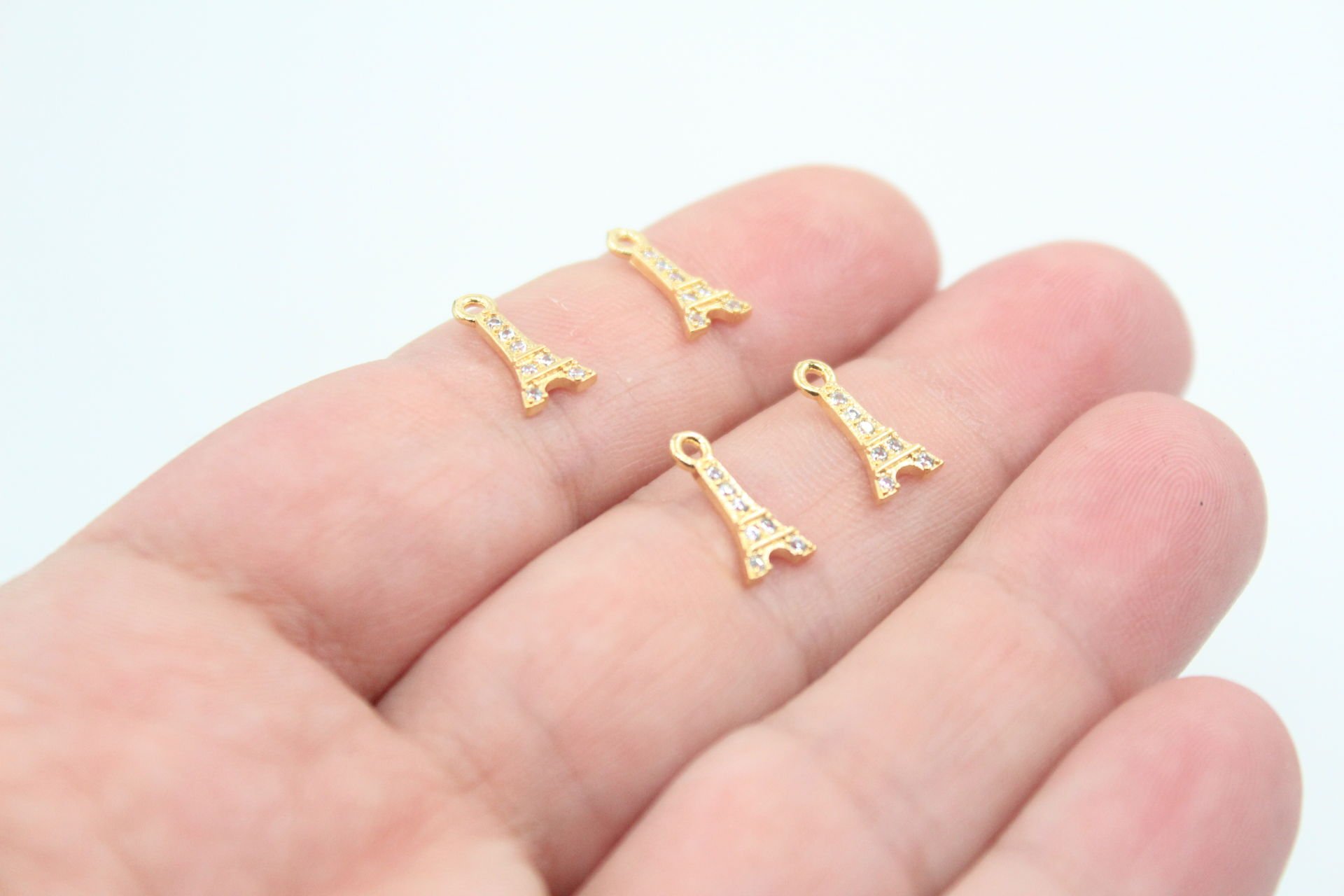 Altın Kaplama Zirkonlu Mini Eyfel Kulesi