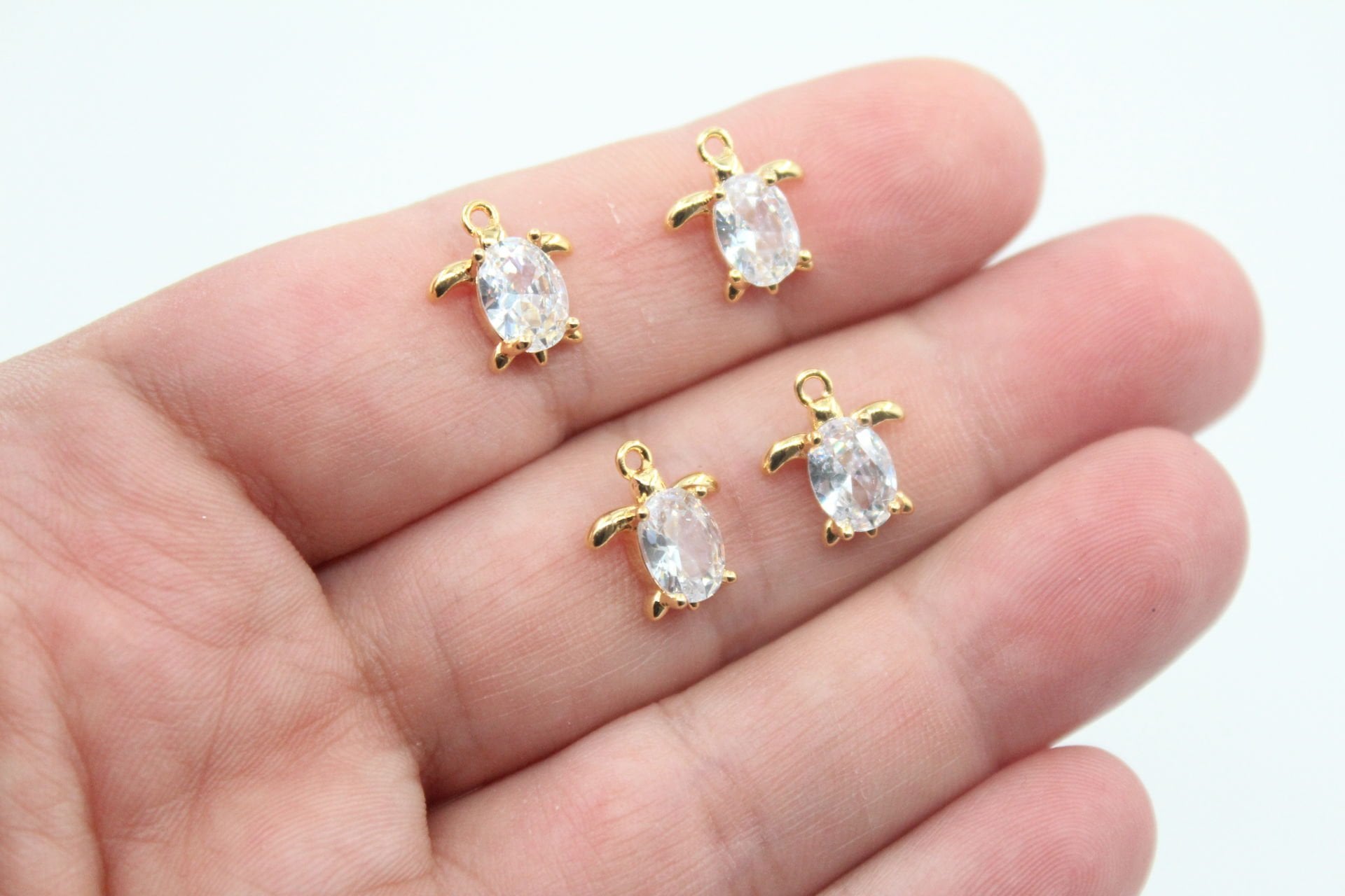 Altın Kaplama Oval Zirkon Taşlı Kaplumbağa