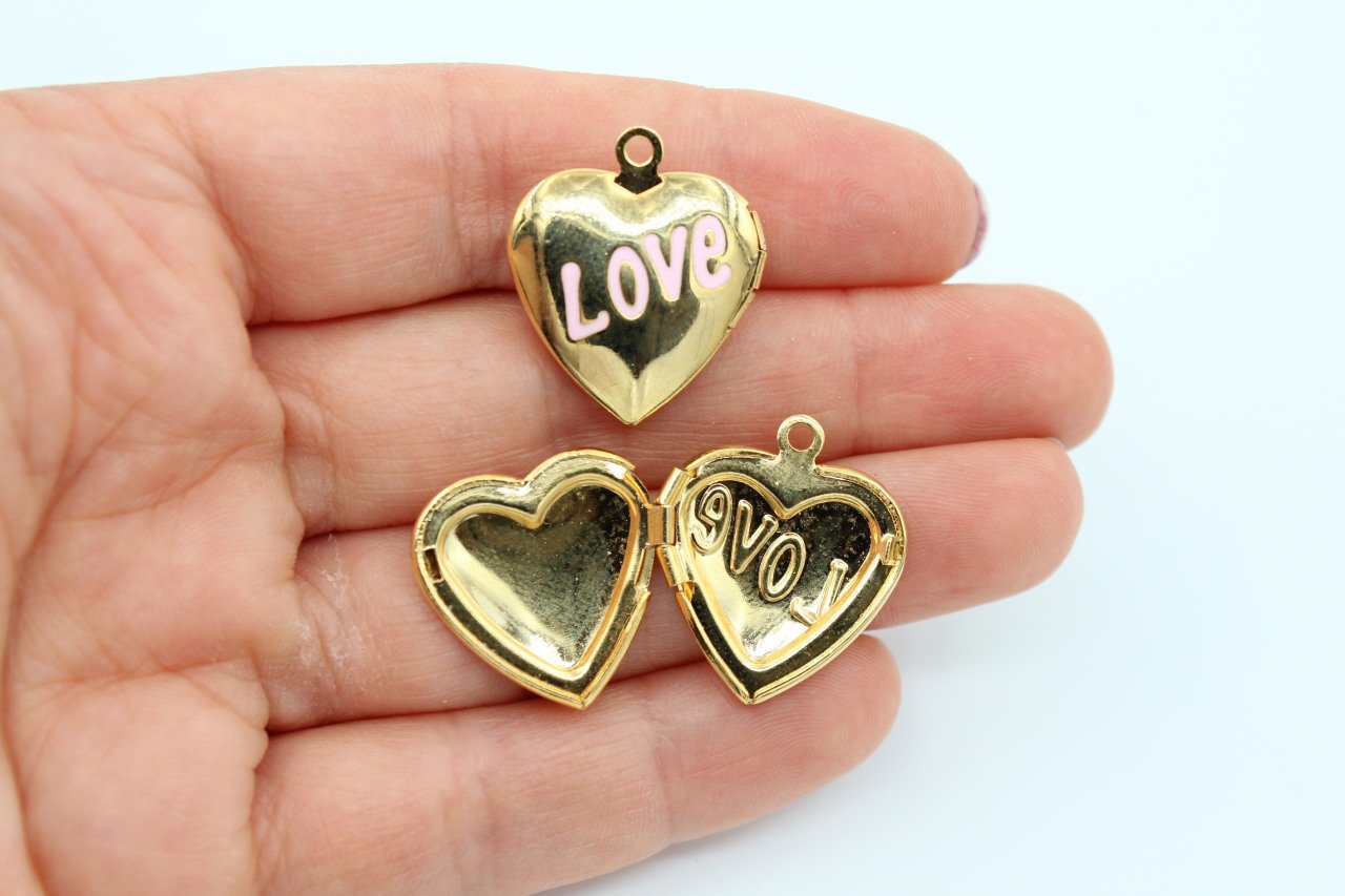 Altın Kap. Love Açılır Kapaklı Kalp Pembe