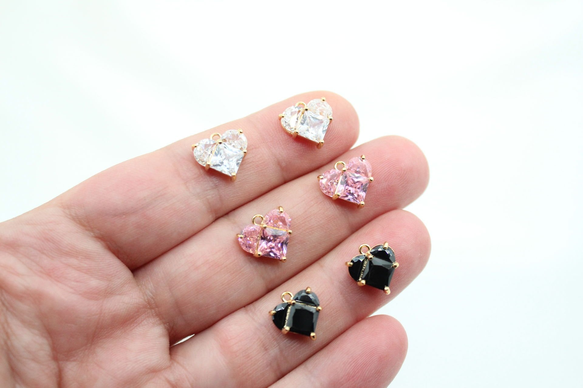 Altın Kaplama Küçük Boy 3 Taşlı Kalp