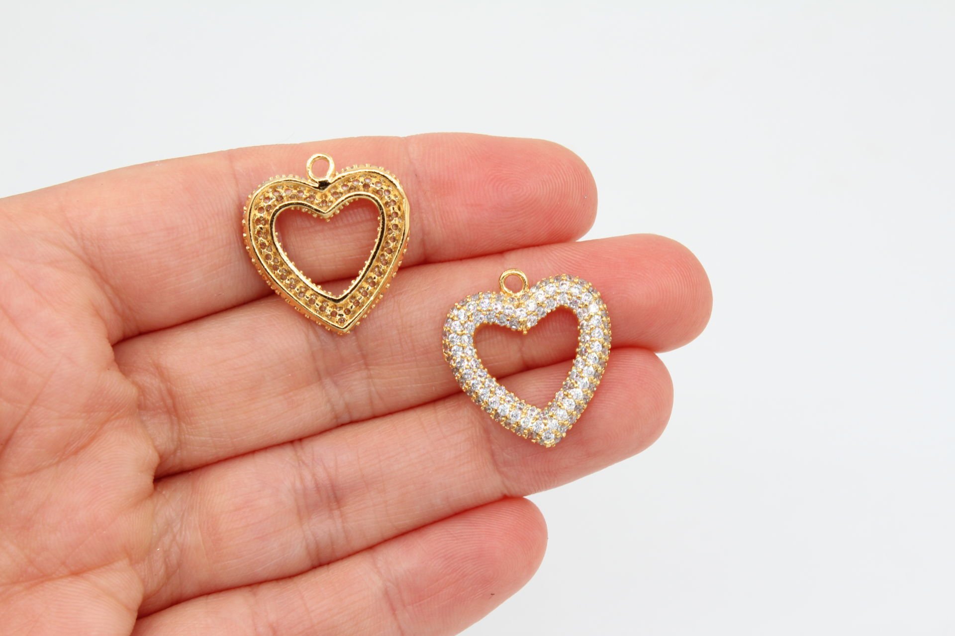 Altın Kaplama Zirkon Taşlı Büyük Kalp