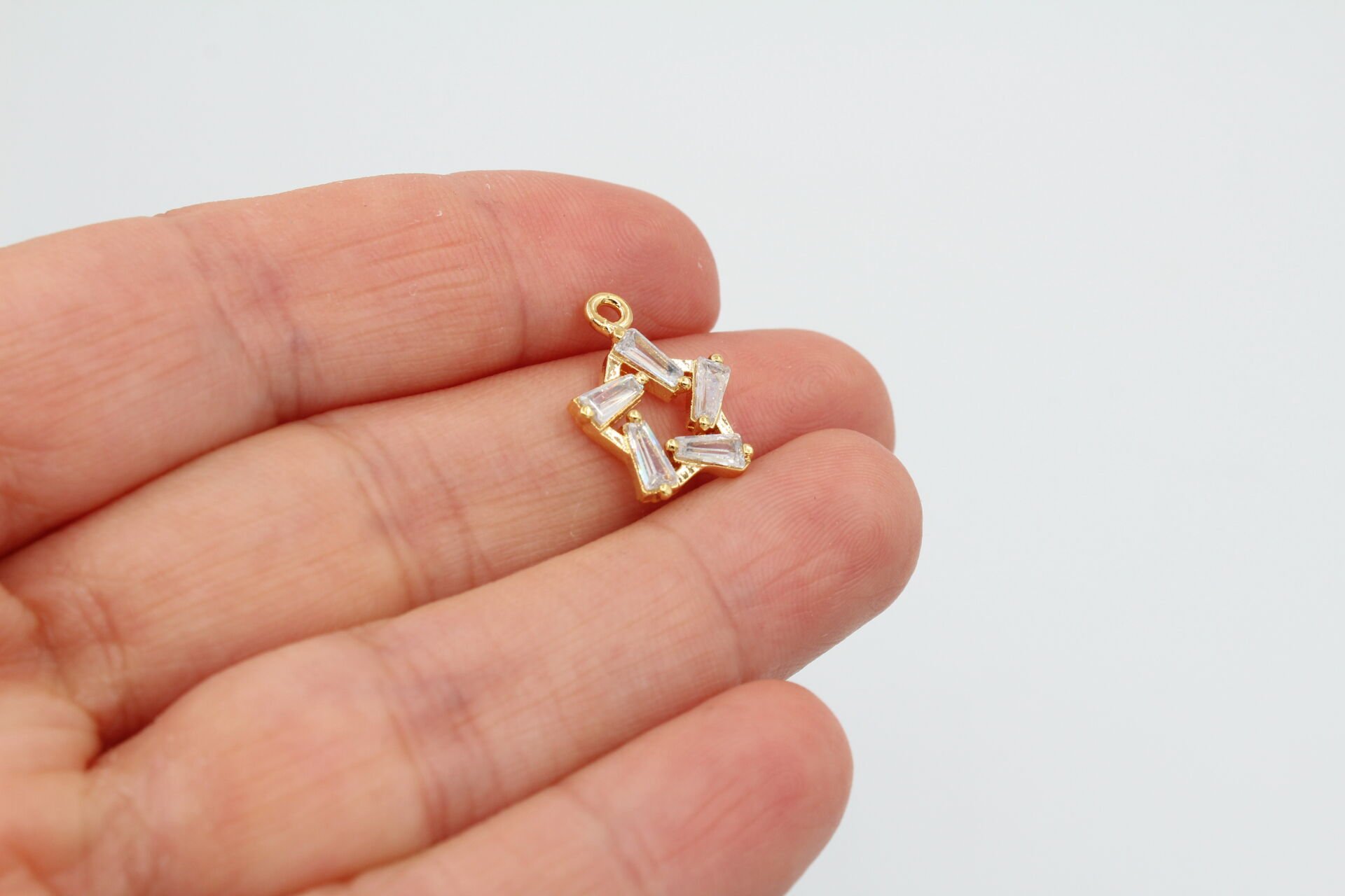 Altın Kaplama Baget Taşlı Büyük Yıldız