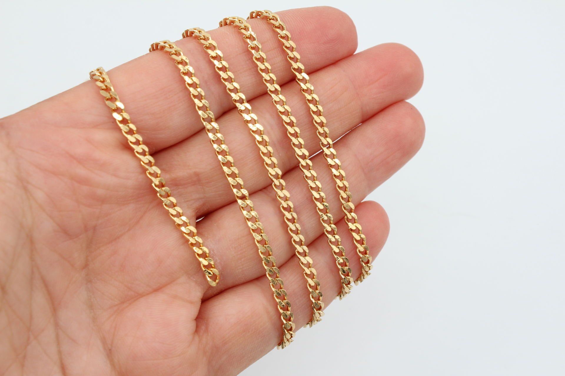 Altın Kaplama 2,5x4 Traşlı Zincir