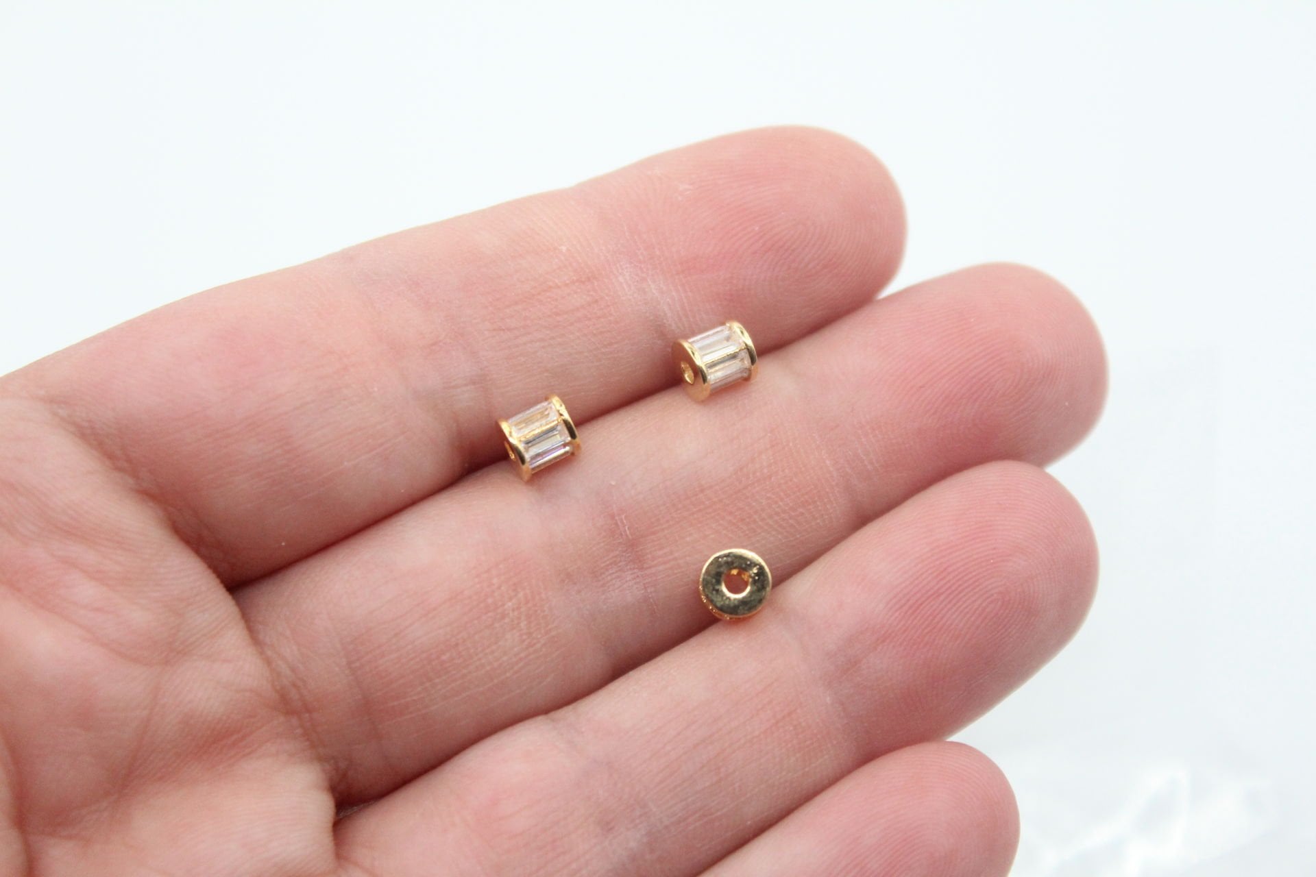 Altın Kaplama Baget Zirkonlu Boncuk Arası