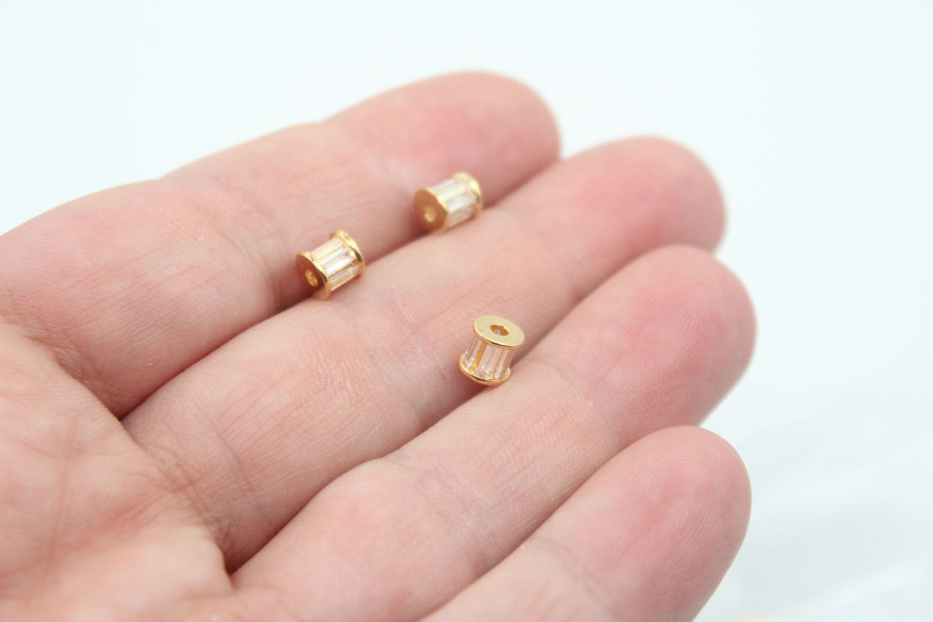 Altın Kaplama Baget Zirkonlu Boncuk Arası