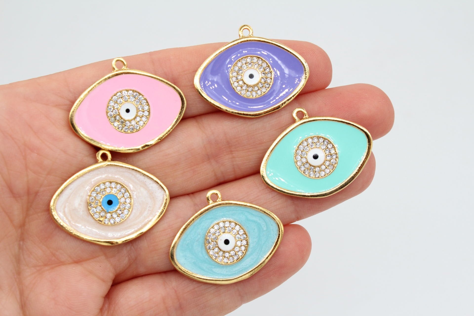 Altın Kaplama Oval Zirkon Mineli Uç