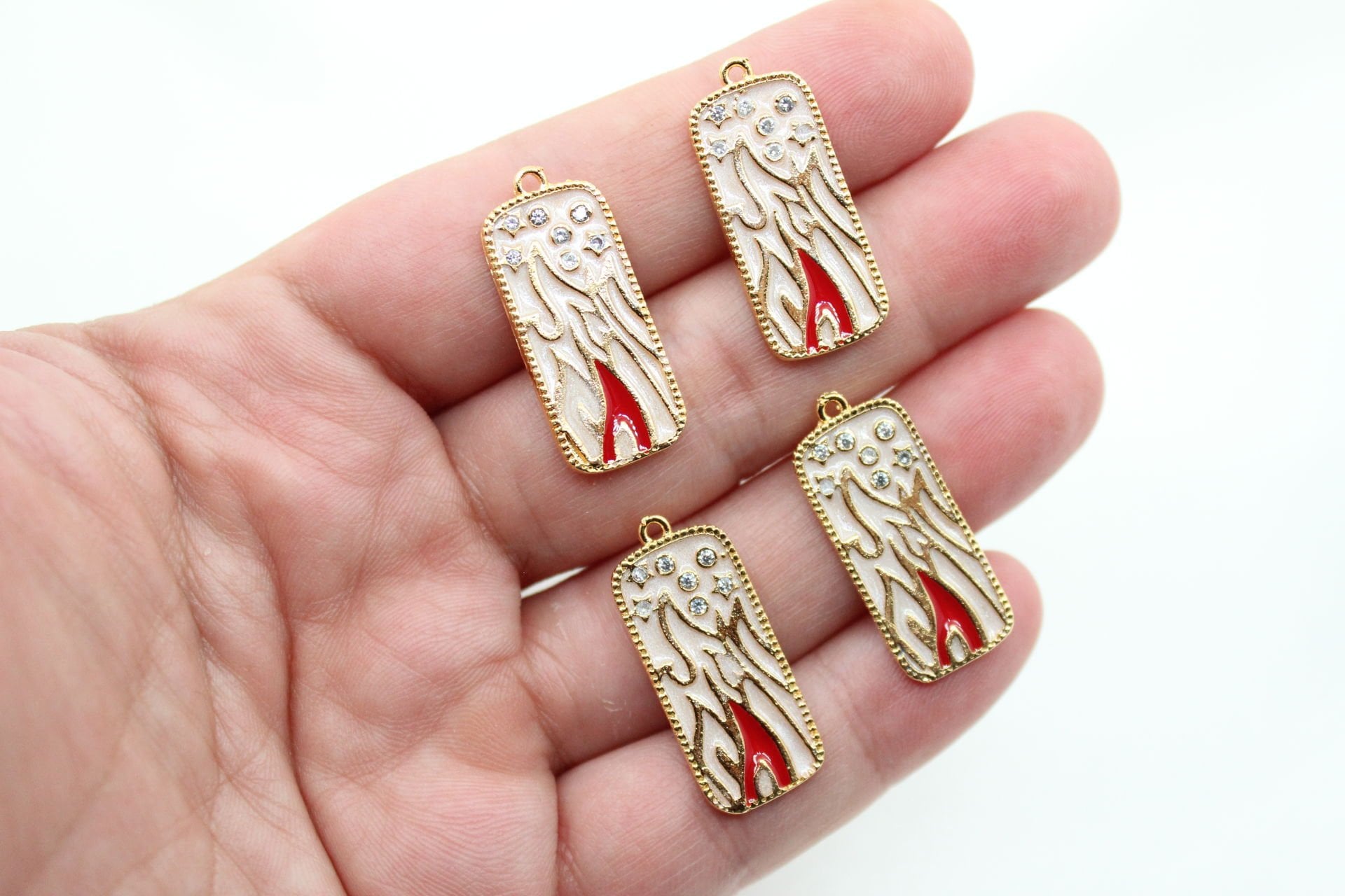 Altın Kaplama 4 Element Ateş Kolye Ucu