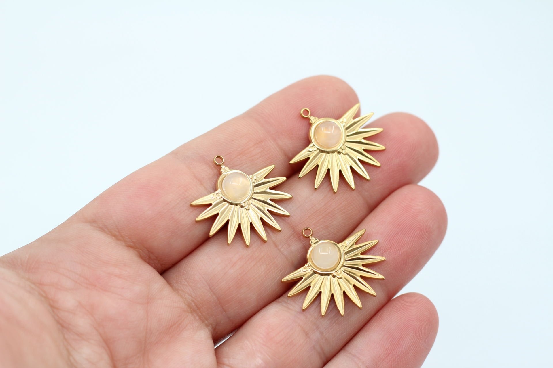 Çelik Sedefli Yelpaze Kolye Ucu