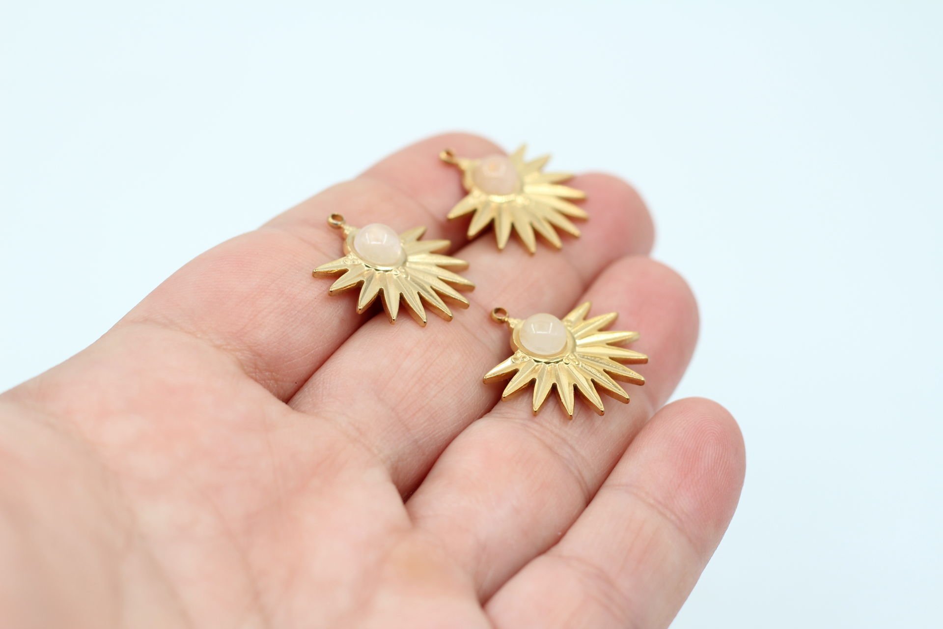 Çelik Sedefli Yelpaze Kolye Ucu