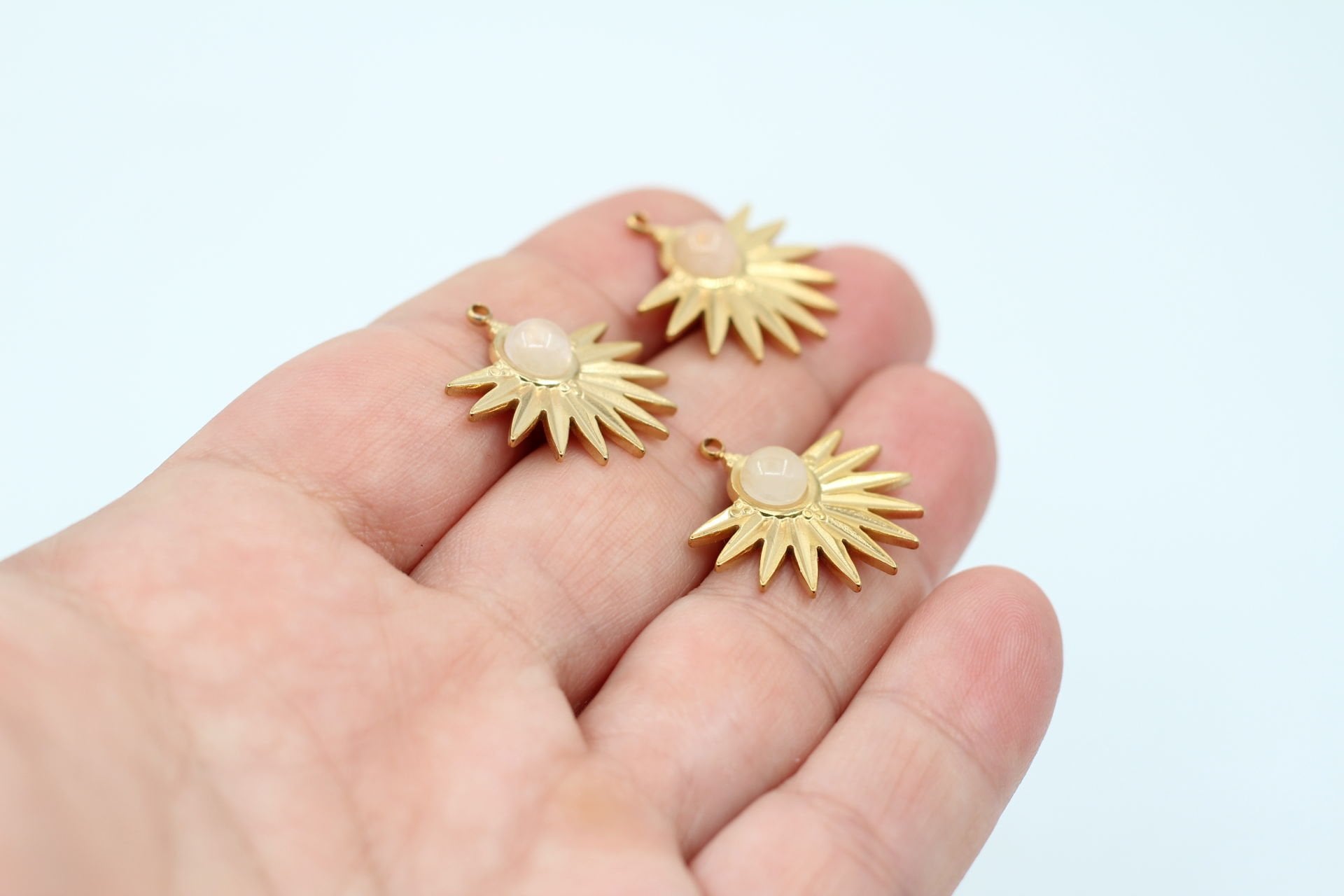 Çelik Sedefli Yelpaze Kolye Ucu