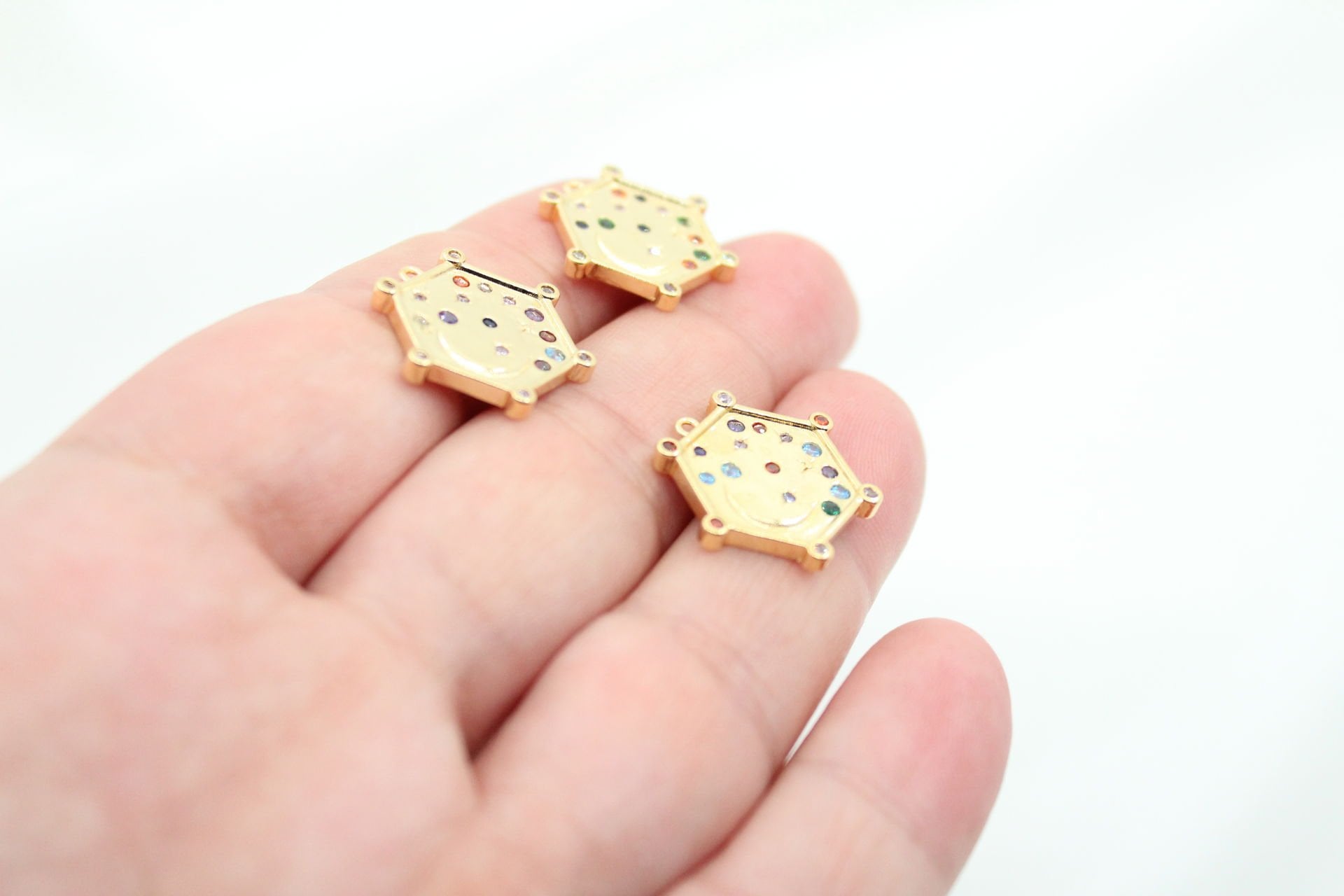 Altın Kaplama Mix Zirkonlu Ay ve Gezegenler Kolye Ucu