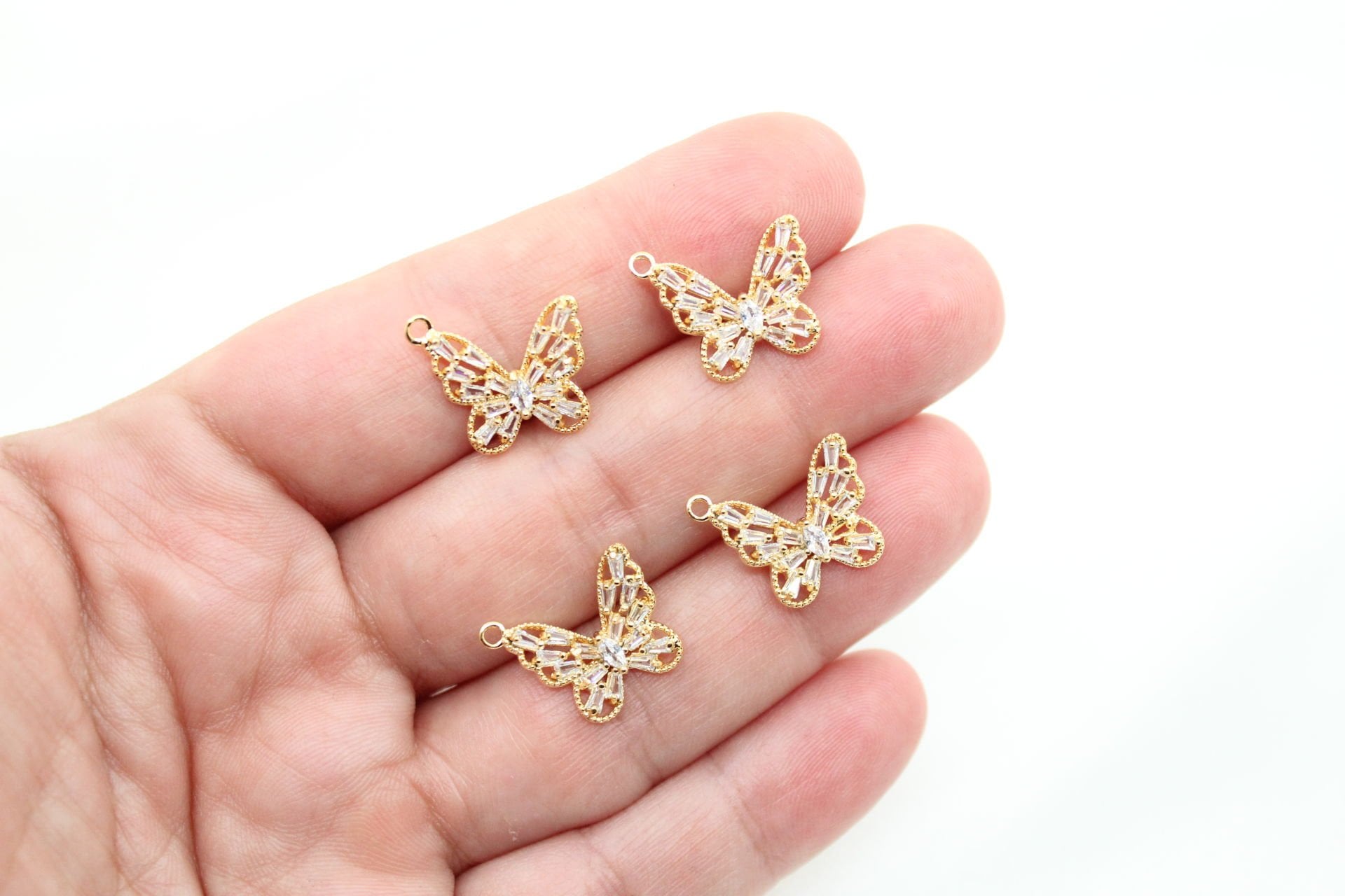 Altın Kaplama Baget Taşlı Kelebek