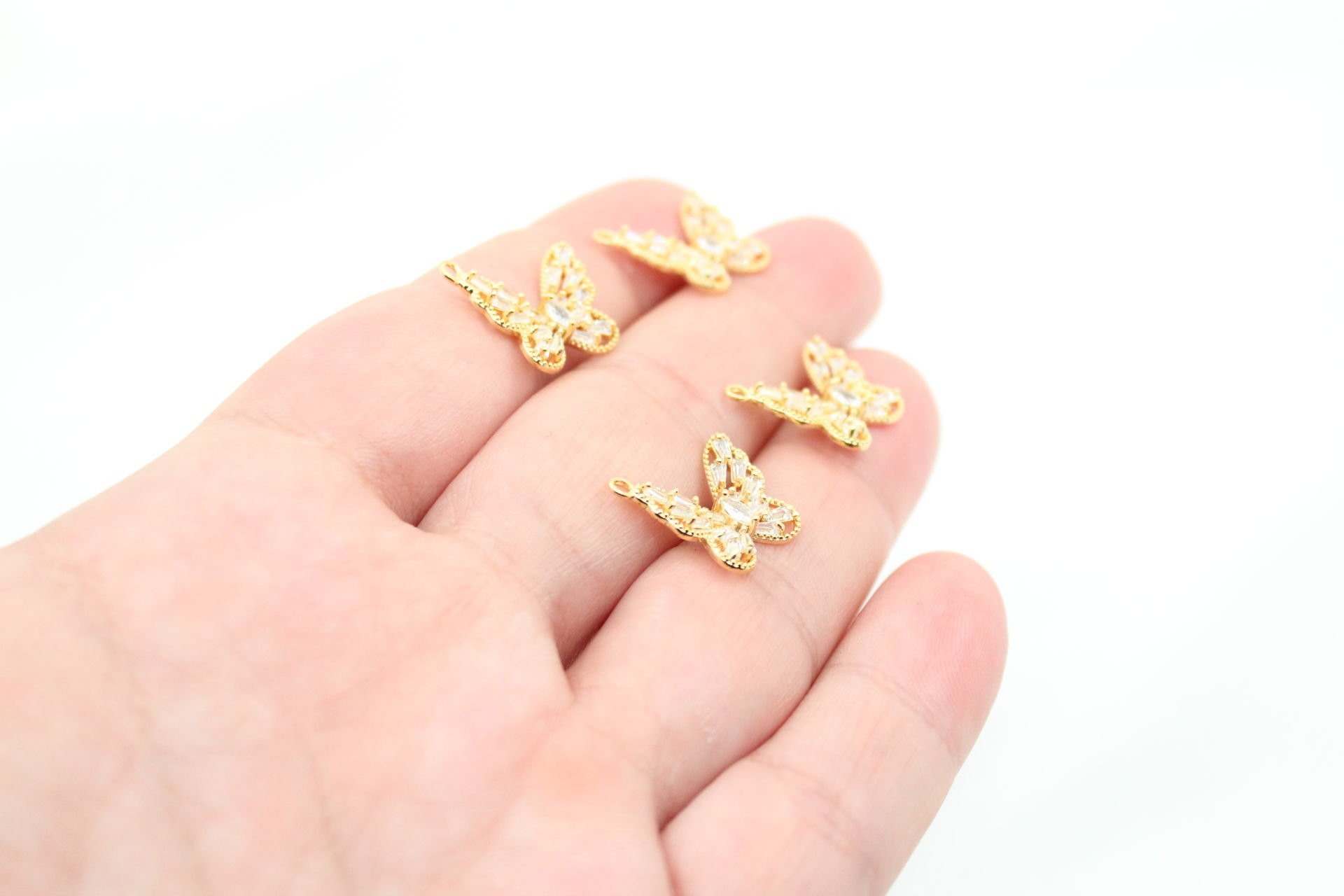 Altın Kaplama Baget Taşlı Kelebek