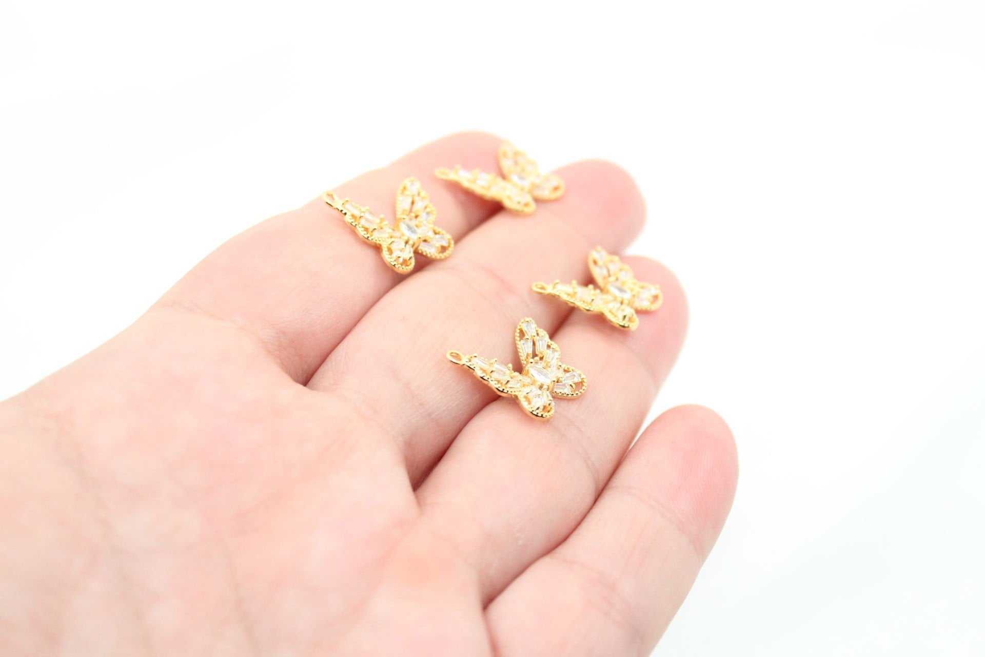 Altın Kaplama Baget Taşlı Kelebek