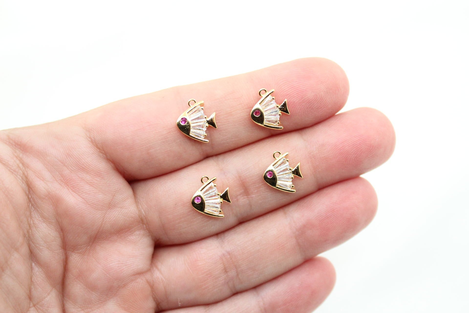 Altın Kaplama Baget Taşlı Balık