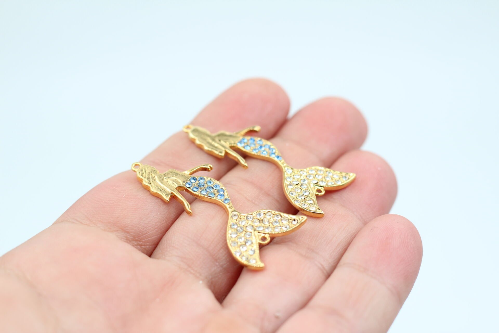 Altın Kaplama Taşlı Deniz Kızı Kolye Ucu