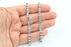 Rodyum Kap. Su Yolu Swarovski Taşlı Kolye 33cm