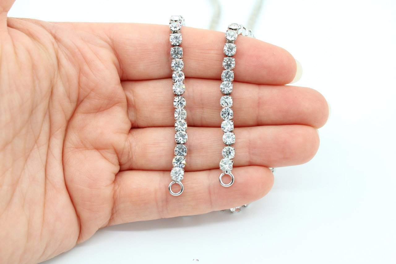 Rodyum Kap. Su Yolu Swarovski Taşlı Kolye 33cm