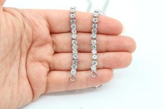 Rodyum Kap. Su Yolu Swarovski Taşlı Kolye 33cm