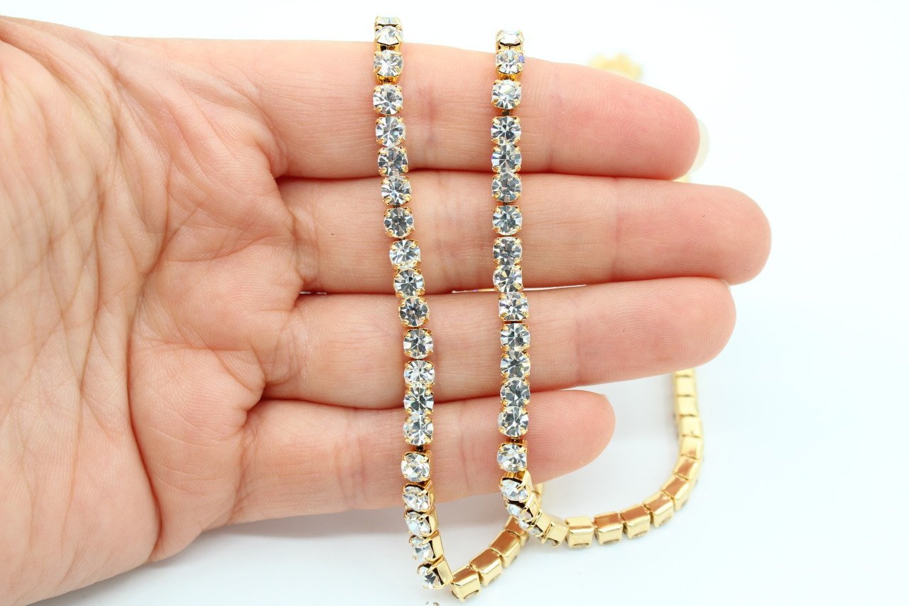 Altın Kap. Su Yolu Swarovski Taşlı Kolye 33cm