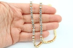 Altın Kap. Su Yolu Swarovski Taşlı Kolye 33cm