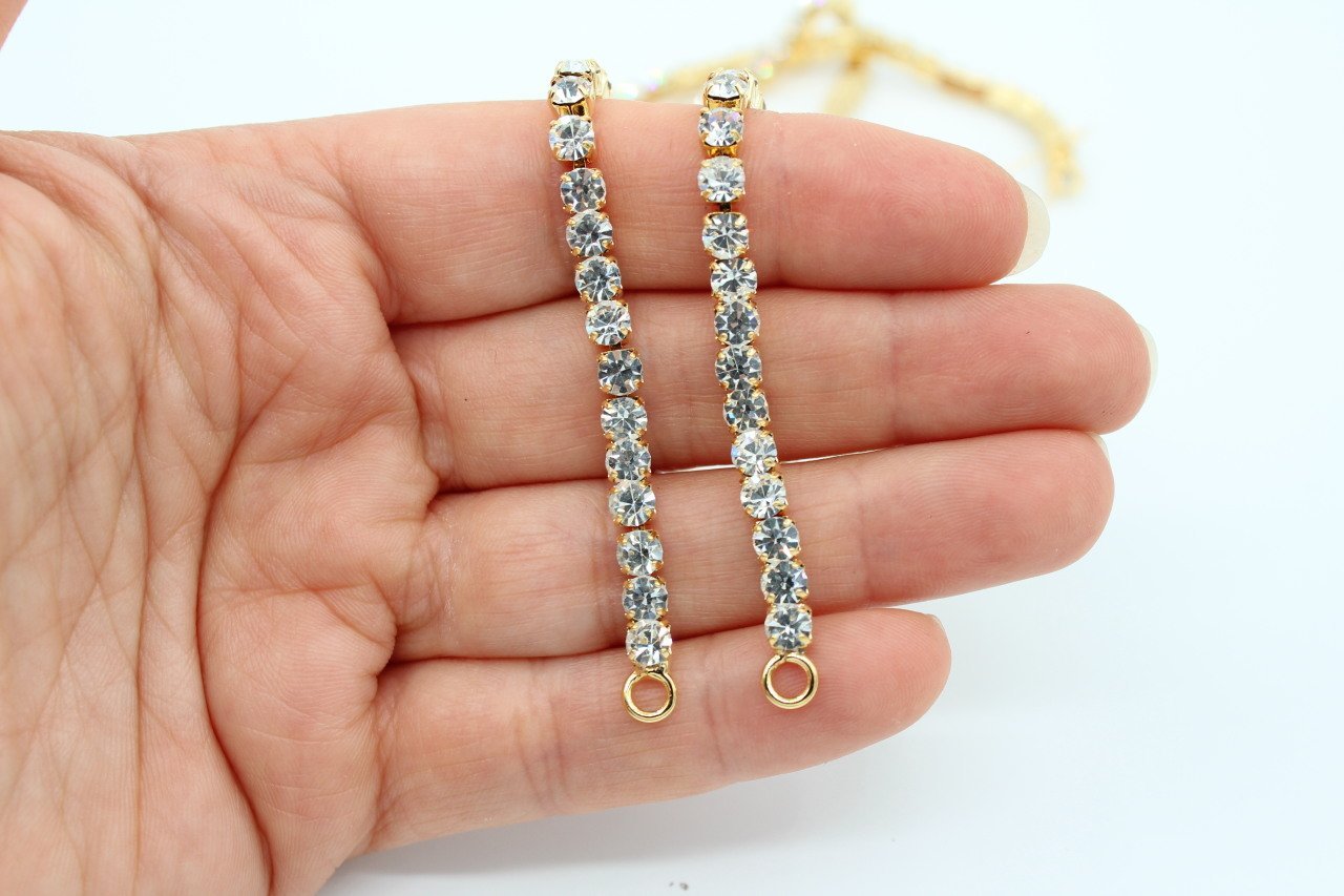 Altın Kap. Su Yolu Swarovski Taşlı Kolye 33cm