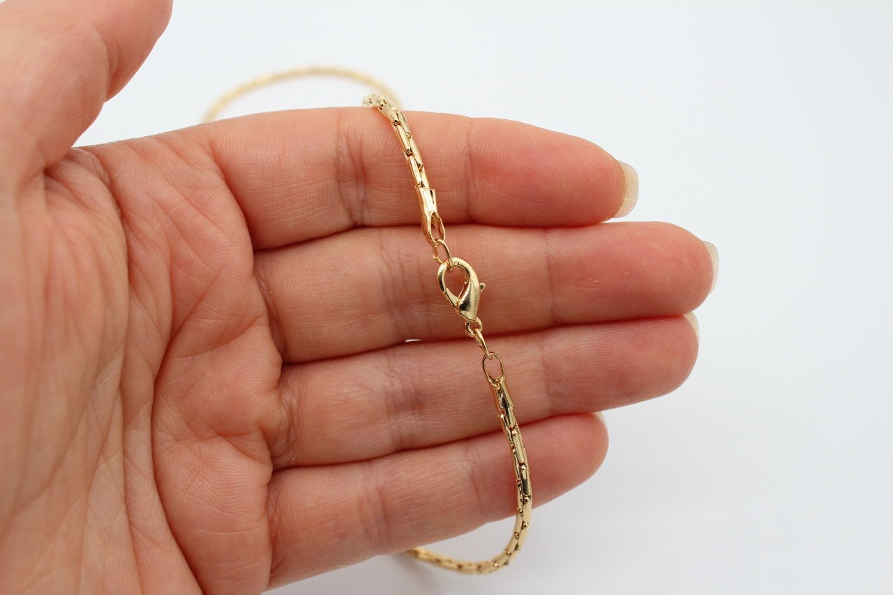 Altın Kap. Hasır Zincirli Hazır Kolye  45cm