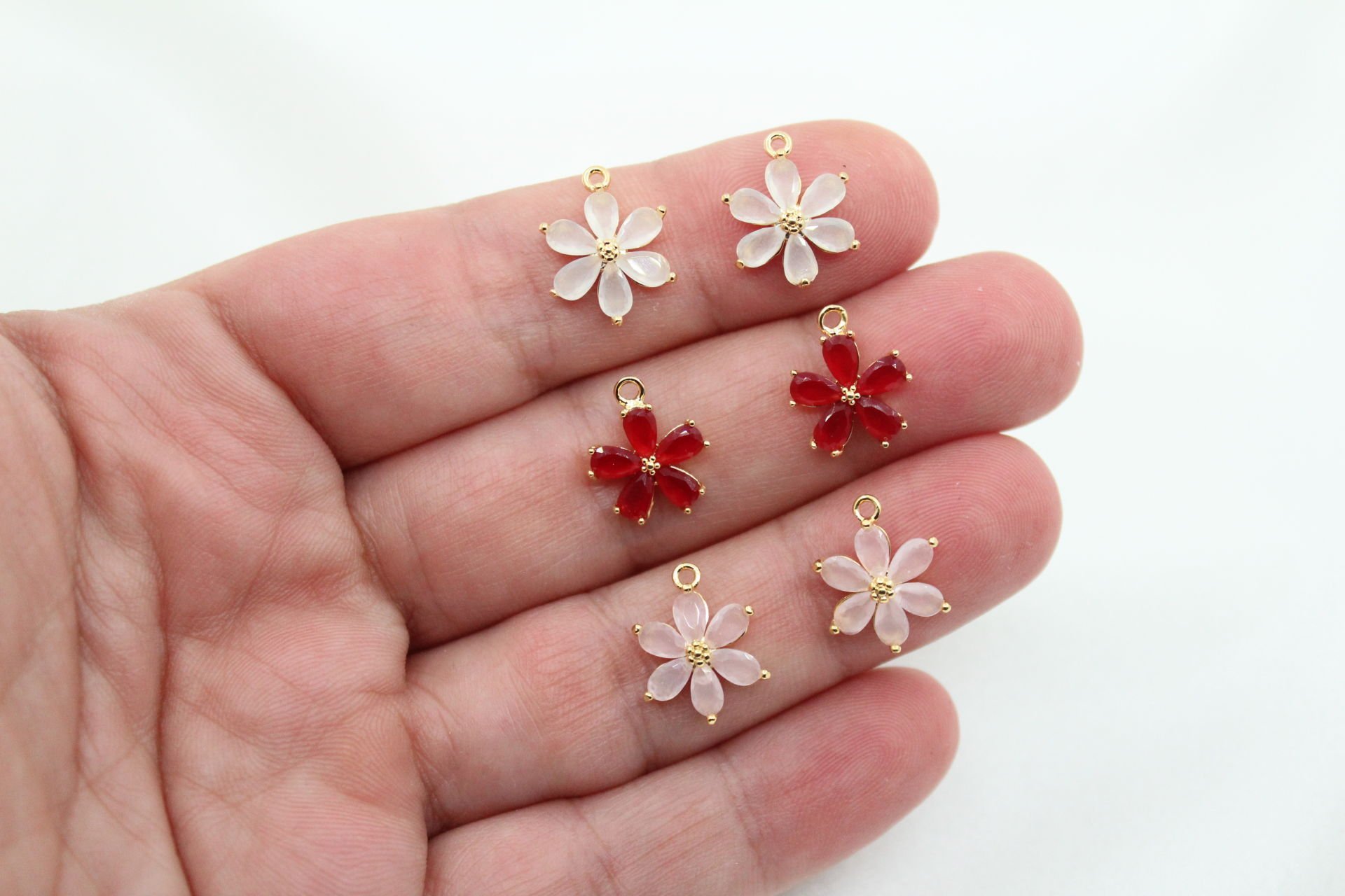 Altın Kaplama Buzlu Taşlı Çiçek