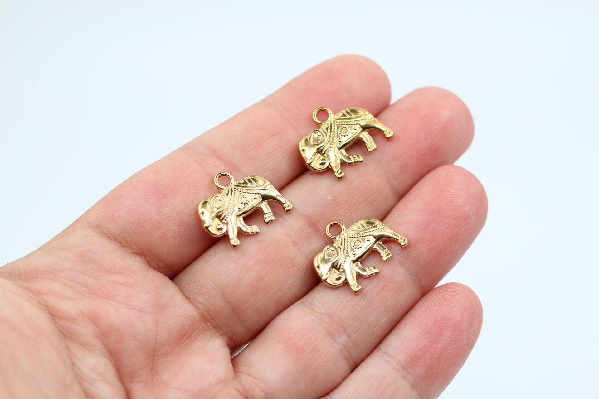 Çelik Desenli Fil Kolye Ucu