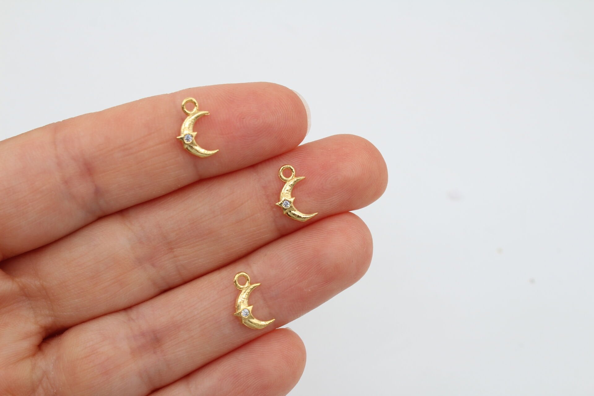 Altın Kaplama Mini Zirkonlu Ay