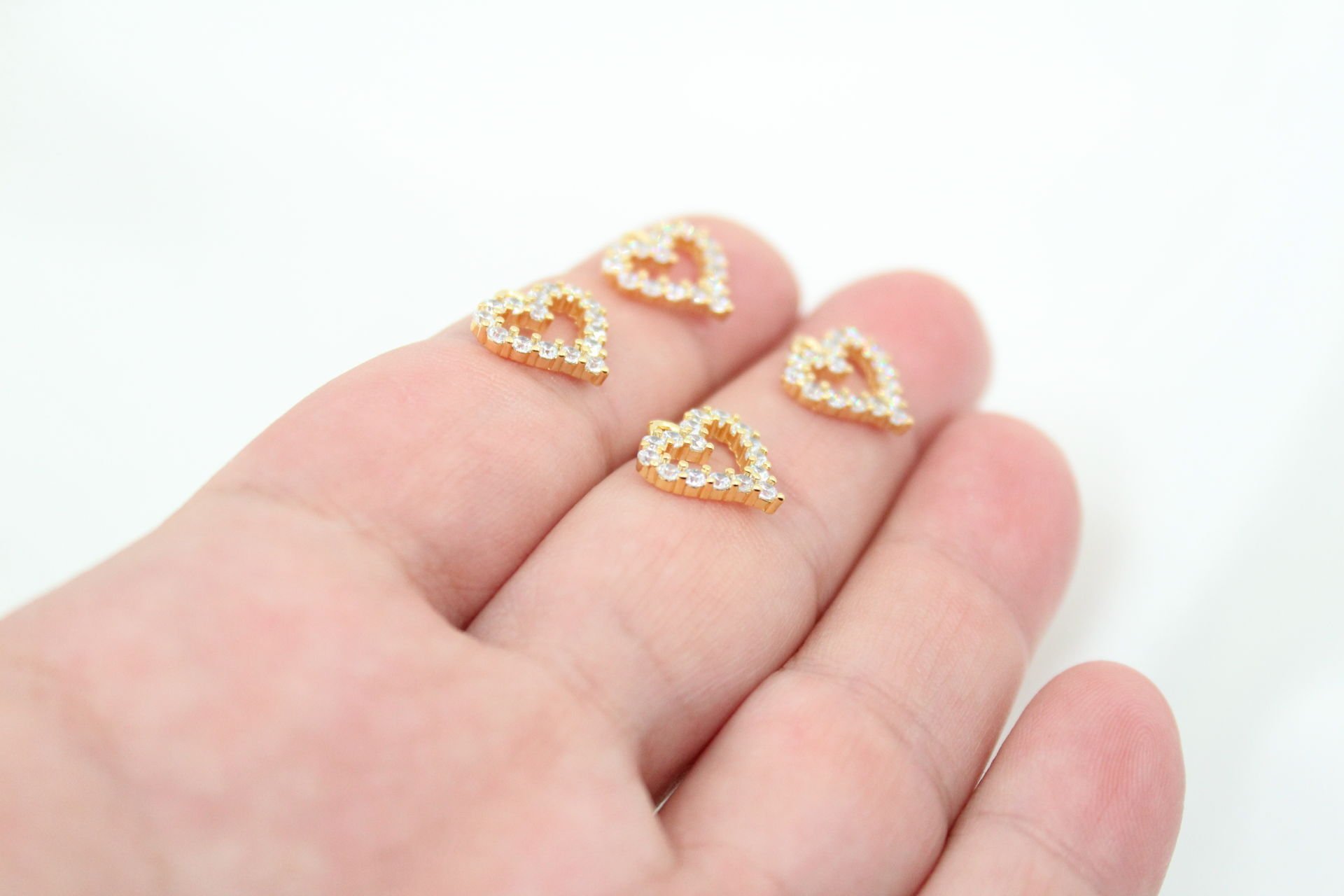 Altın Kaplama Zirkonlu Yeni Kalp Kolye Ucu