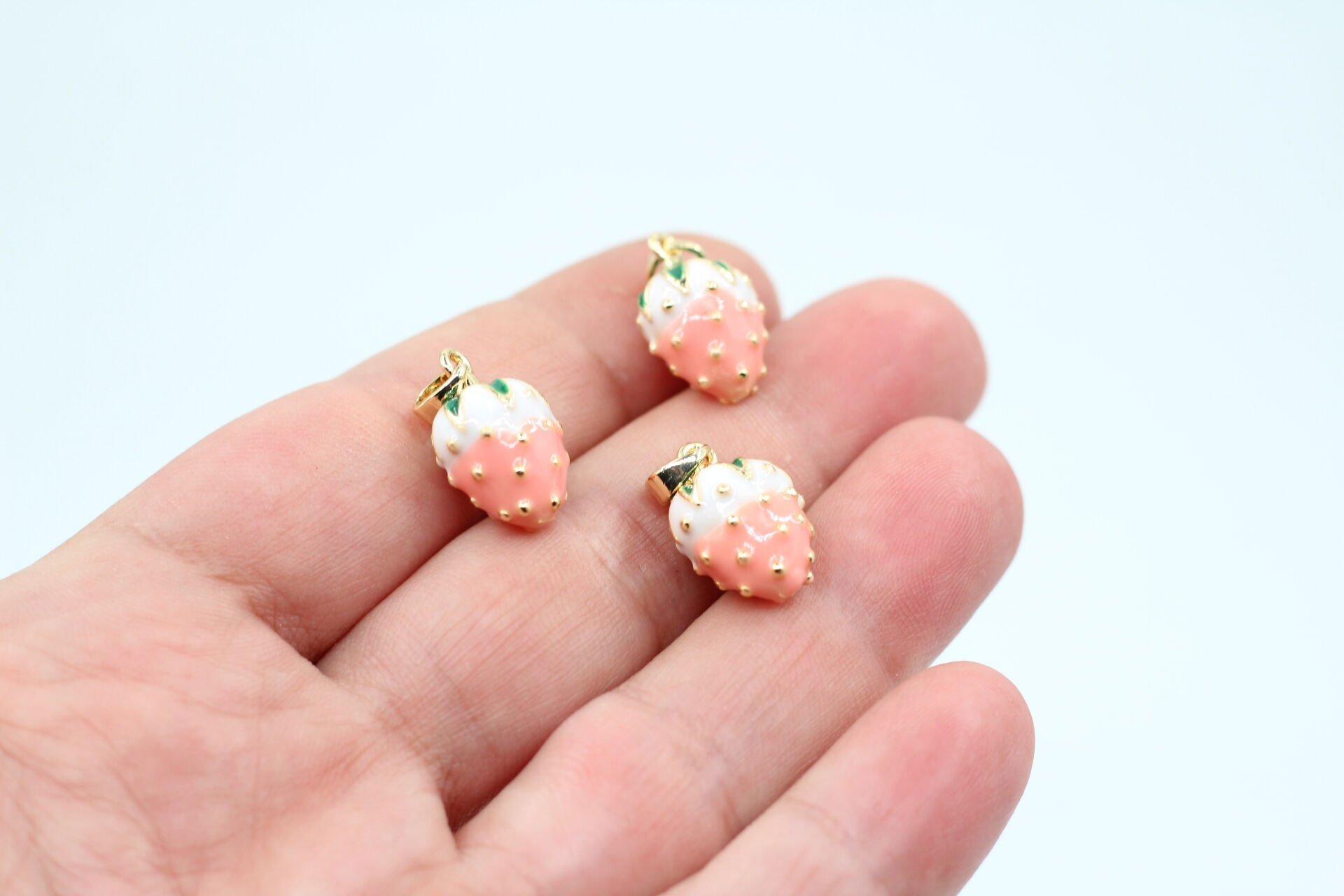 Altın Kaplama İthal Pembe Çilek Kolye Ucu