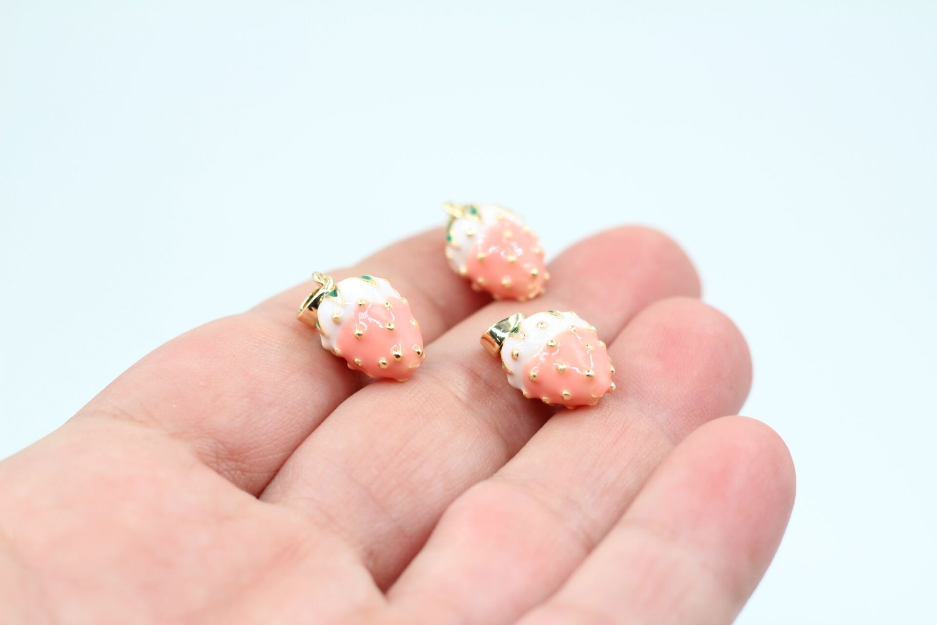 Altın Kaplama İthal Pembe Çilek Kolye Ucu