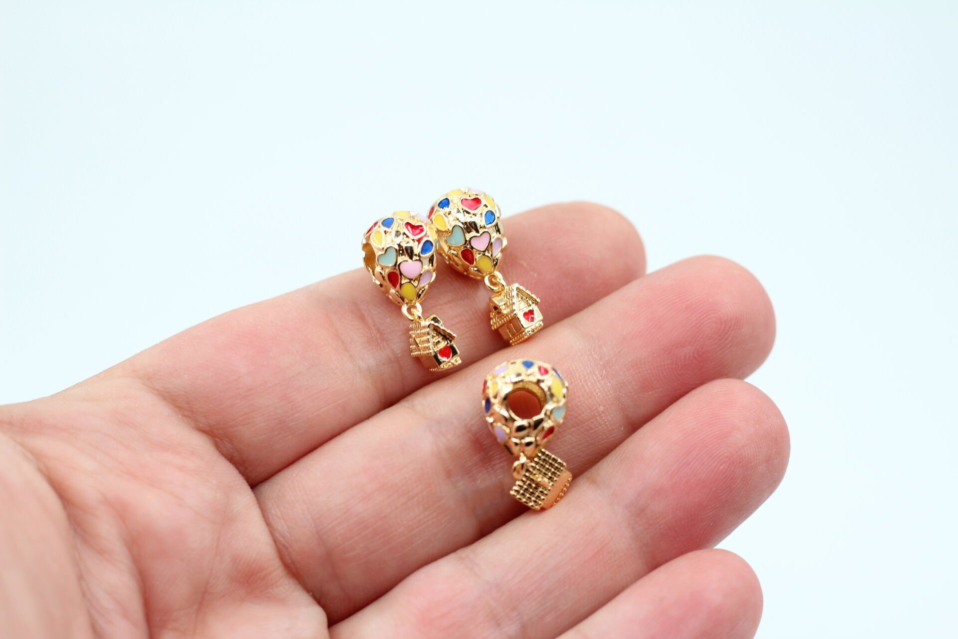 Altın Kaplama İthal Kalp ve Ev Desenli Uçan Balon Kolye Ucu