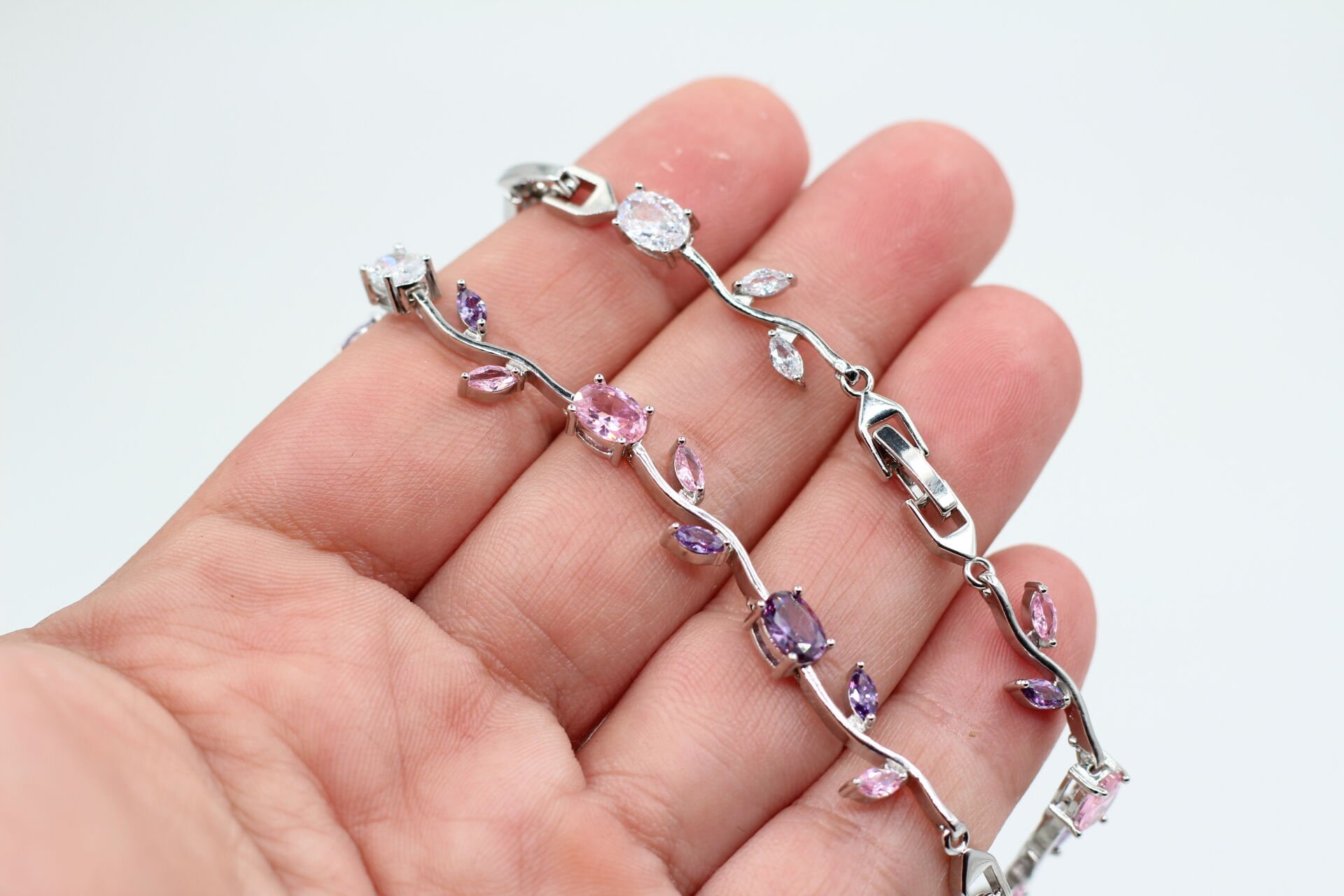 Rodyum Kaplama TULİP Su Yolu Bileklik