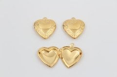 Altın Kap. Desenli Açılır Kapaklı Kalp