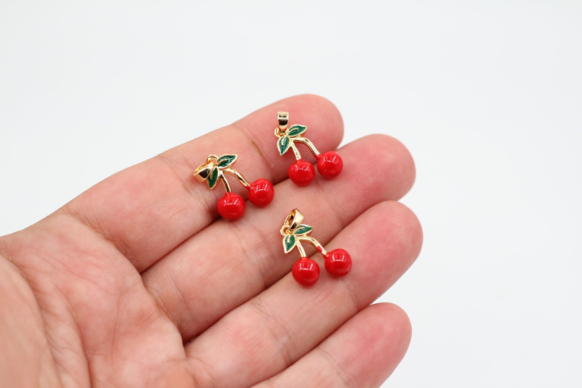 Altın Kaplama İthal Mineli Kiraz Kolye Ucu